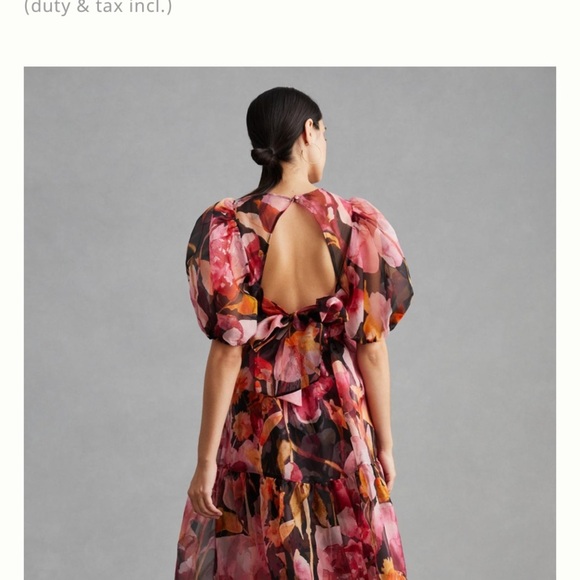 Anthropologie puff sleeve organza dress xs “ needs a slip” - Picture 2 of 8